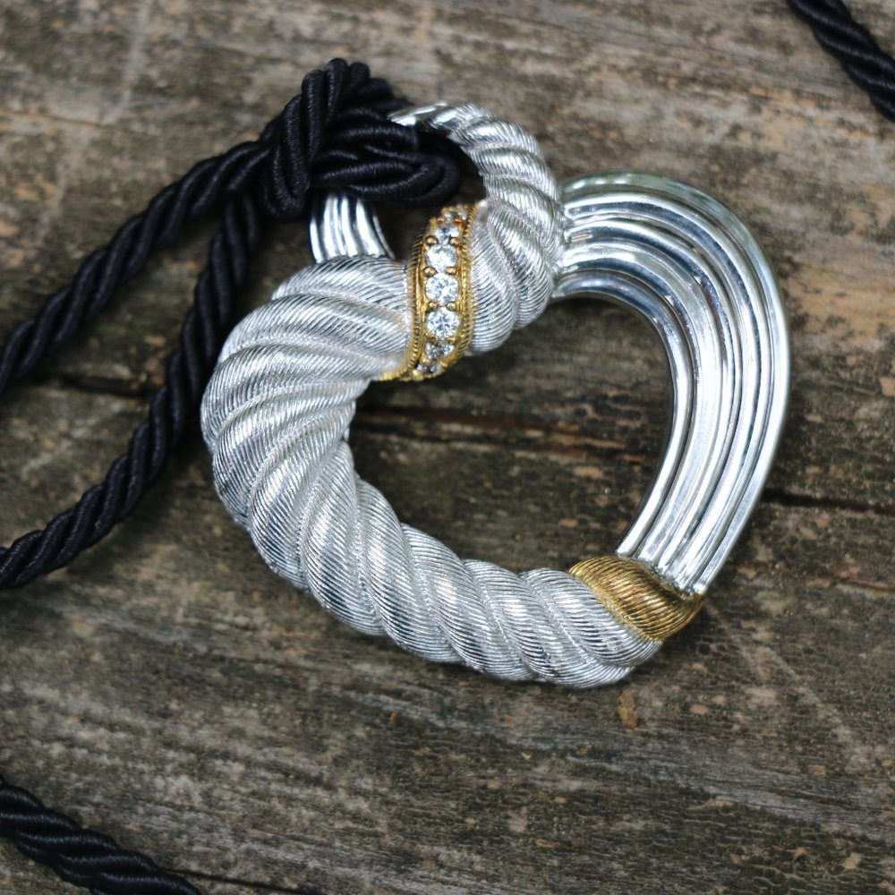 Judith Ripka Sterling Diamonique Heart on Cord